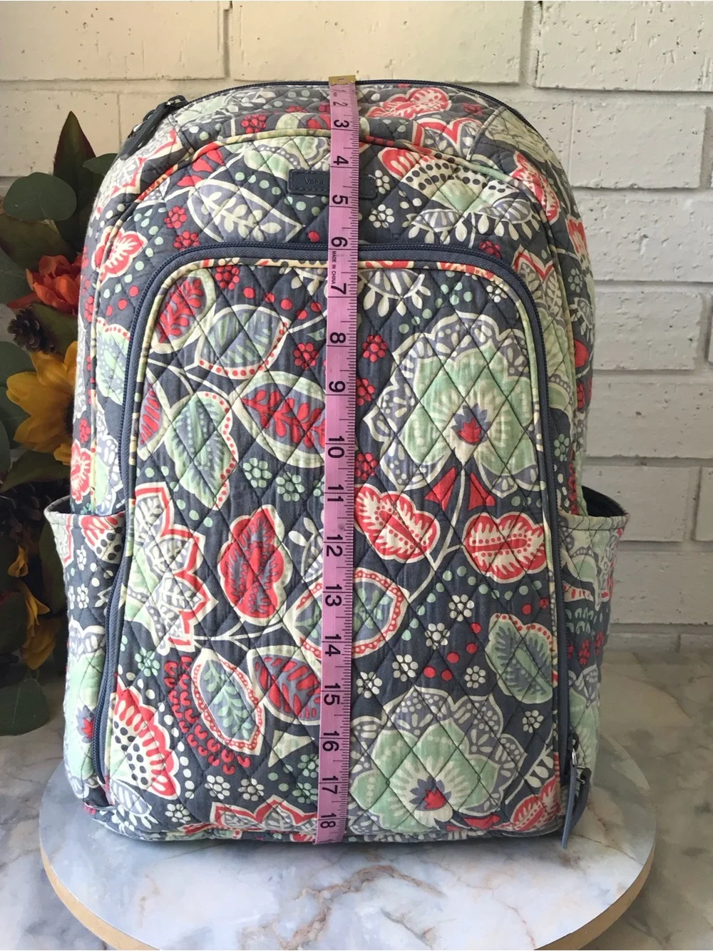 Vera Bradley Nomadic Backpack Laptop Pocket Green Blue Floral